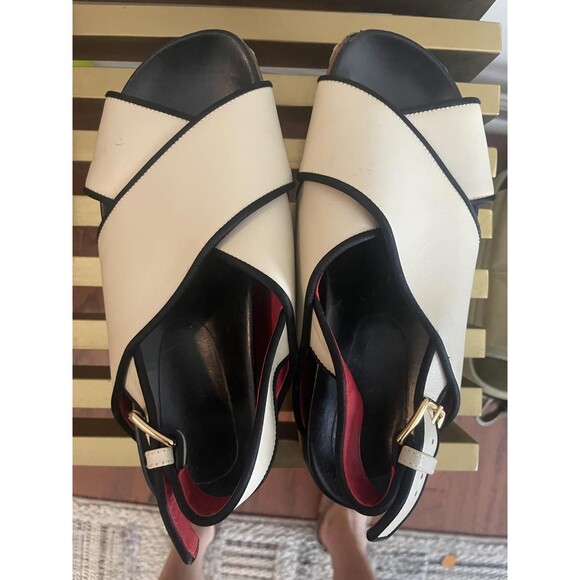 Marni White Leather Cross Strap Floral Platform Sandals Size 37 - Picture 3 of 8